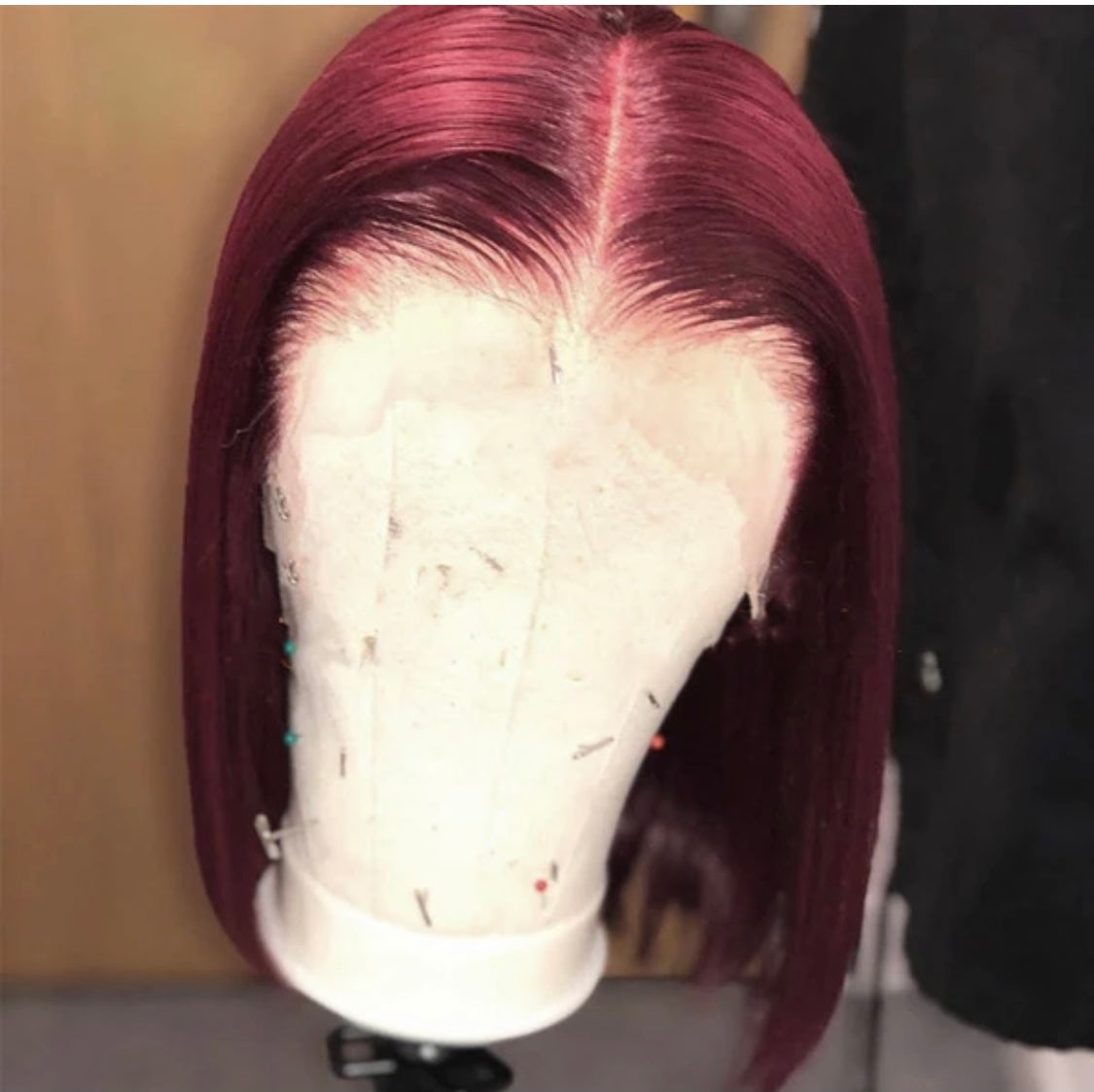 99J Burgundy Bob Lace Wigs Middle Part Straight Hair Short Bob Wigs