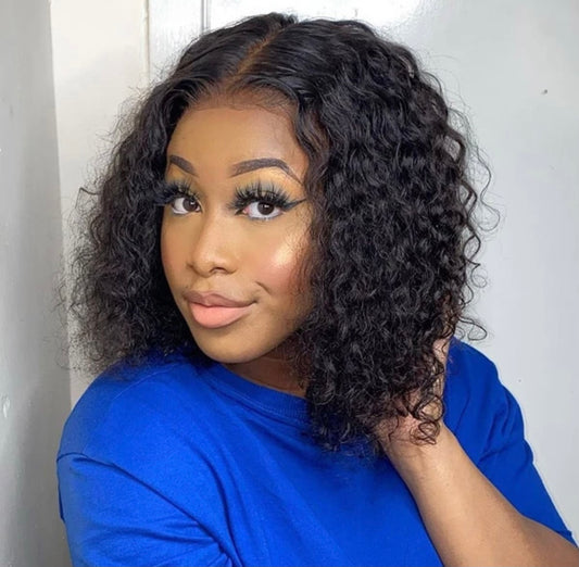 Short Deep Wave Bob Wig 13x1 T Part Bob Wigs Brazilian Human Hair Wigs