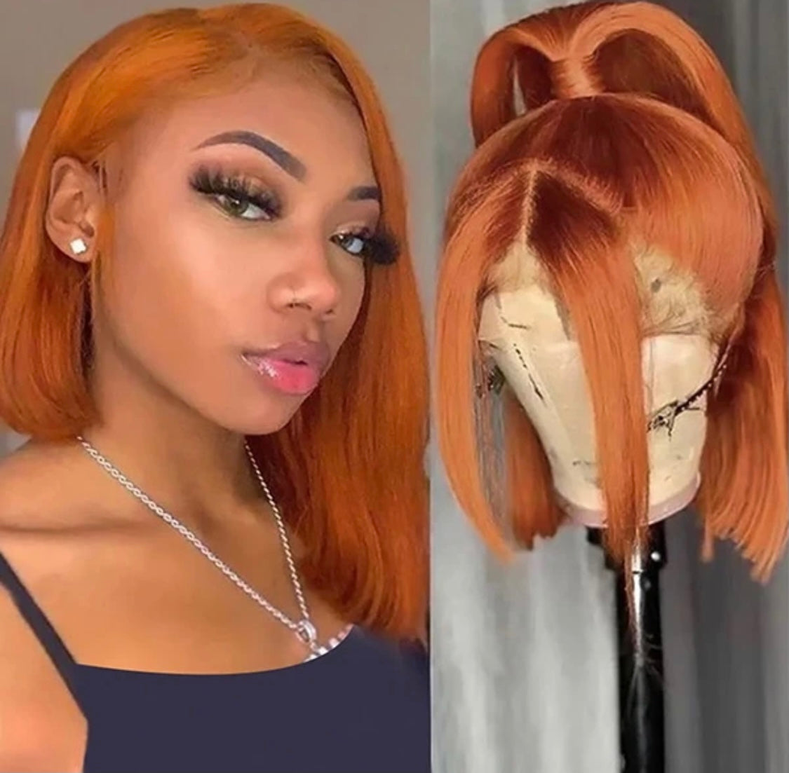 Ginger Bob Wig Straight Lace Front Wigs human Hair 4x4 Closure Wigs